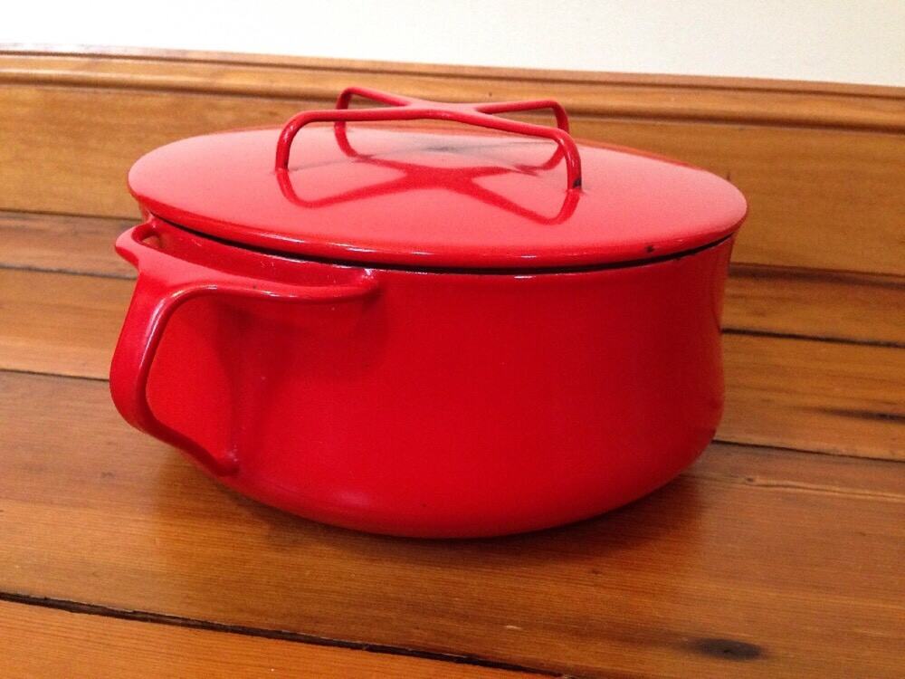 Vtg Mid Century Dansk Kobenstyle Quistgaard Red 8.5" Casserole Stock Pot w/ Lid